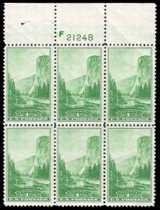 USA 740 Mint (NH) Plate Block of 6 (disturbed gum)