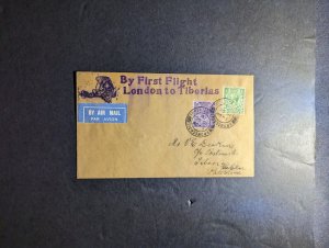 1931 England Airmail FFC First Flight Cover Bromsgrove to Tiberias Palestine