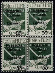 ITALY - Fiume n.142 MNH** Block of 4 cv 290$