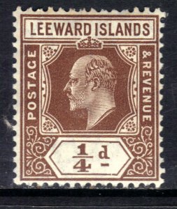 Leeward Islands 1907 - 11 KEV11 1/4d Brown MM SG 36 ( F1213 )