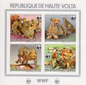 Upper-Volta (Burkina Faso) 1984 WWF Cheetah Souvenir Sheet perforated MNH