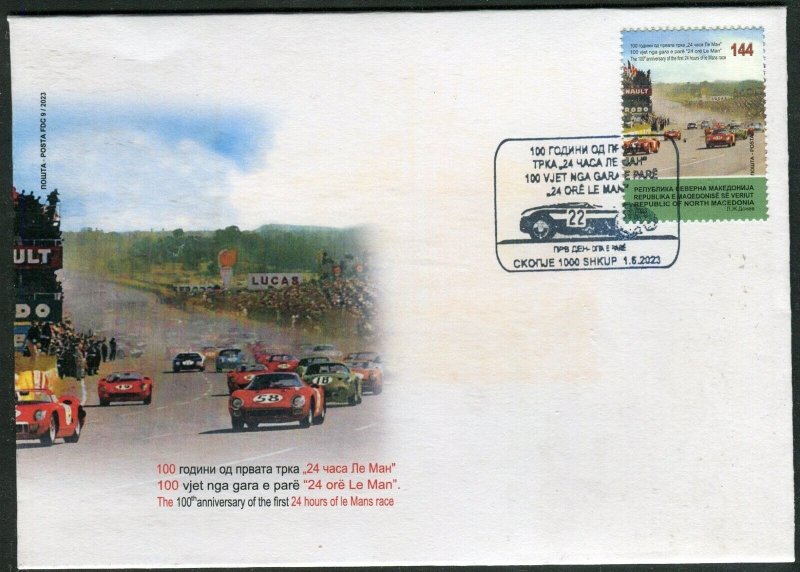 380 - NORTH MACEDONIA 2023 - 24 Hours of le Mans Race - Cars - FDC
