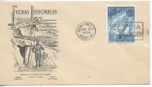 ARGENTINA 1954 HISTORICAL DATES POST OFFICE ORCADAS DEL SUR FLAG ANTARCTIC FDC