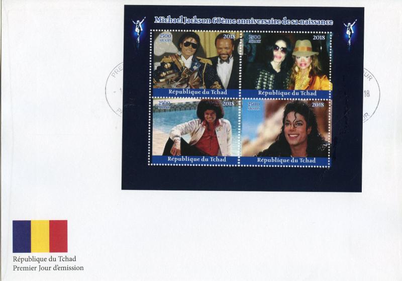 Michael Jackson Stamps Chad 2018 FDC Janet Music Celebrities 4v M/S