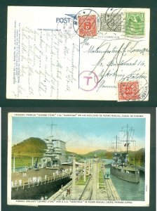 Canal Zone. 1937. Card Naval Ships. 1C Gorgas. Adr: Denmark. + 3 Postage Due