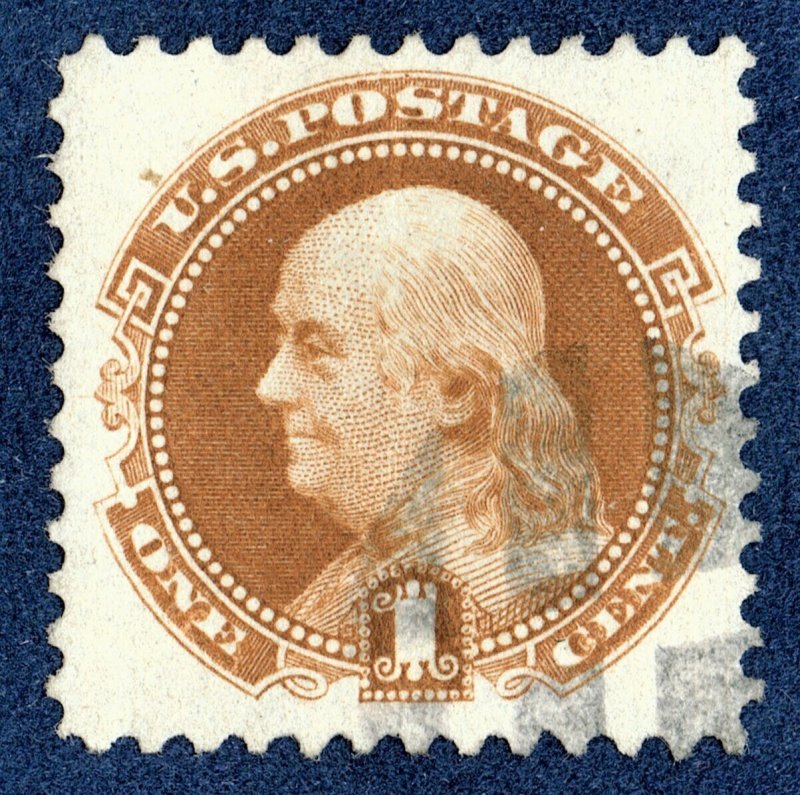 [st1483] 1875 #123 used RE-ISSUE of 1869 NO GRILL cv:$425 (Bill Crowe expertise)