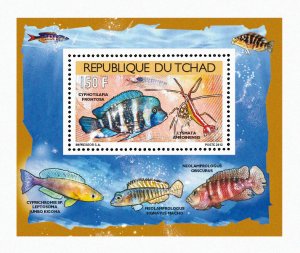 Chad 2012 Imperf. Fish and Shellfish 2012 Full No. 2523 A- 2526 A - BL. 407 - 410-