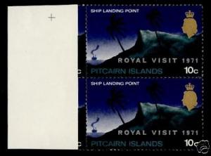 Pitcairn Islands 118 Pair, Left MNH Queen Elizabeth II, Royal Visit, Ship