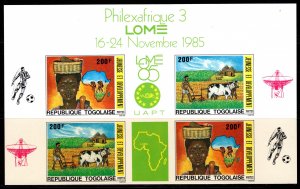Togo 1985 Sc#1317a COWS FAUNA-FRUIT BASKET PHILEXAFRICA PAIRS IMPERFORATED MNH