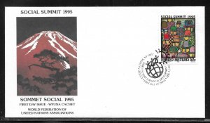 United Nations NY 6Social Summit WFUNA Cachet FDC First Day Cover