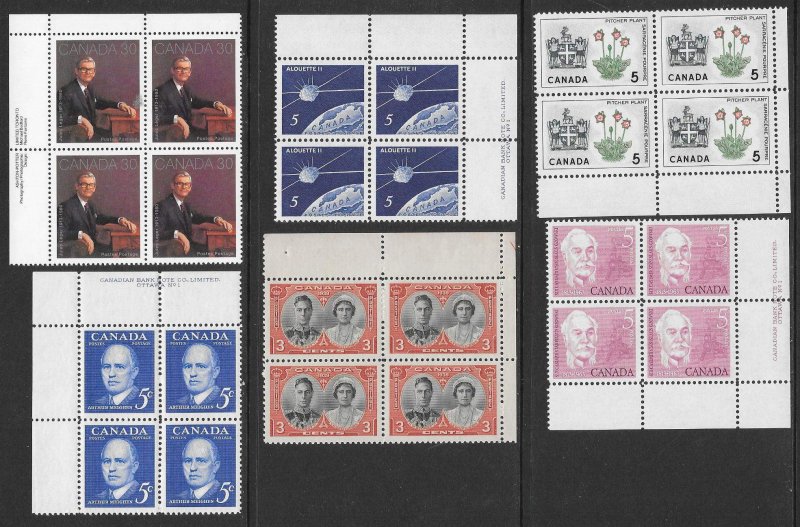 CANADA (230) Blocks and Imprint Blocks of 4 ALL Mint Never Hinged FV=C$73++