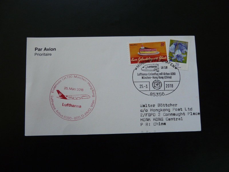 special flight cover Munchen Hong Kong Airbus A380 Lufthansa 2018