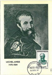 14907 - FRANCE - MAXIMUM CARD - MICHELANGELO Art - 1957-