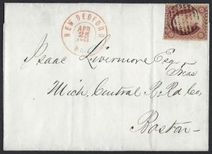 US 1861 CIVIL WAR PERIOD FOLDED COVER NEW BEDFORD MASS CDs DOUBLE