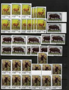 Congo Stamps # 456-8 XF OG NH 15 Sets Of High Values WWF