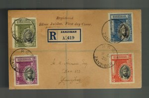 1936 Zanzibar Silver Jubilee First Day cover set # 214-217 FDC