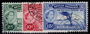 BRITISH HONDURAS QEII SG191-193, 1960 post office centenary set, FINE USED.