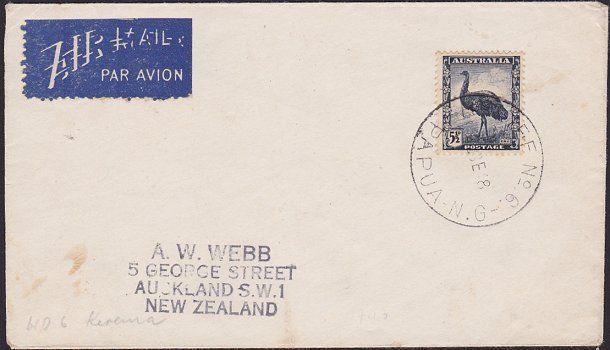 PAPUA NEW GUINEA 1948 cover Australia 5½d RELIEF No.6 cds used KEREMA.......2129