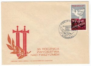 Poland 1980 FDC Stamps Scott 2388 Second World War II Victory Flag Dove