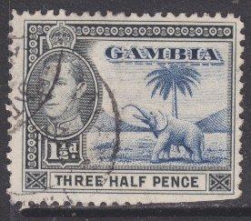 Gambia sc#134A 1944 1-1/2p KG6 Elephant used