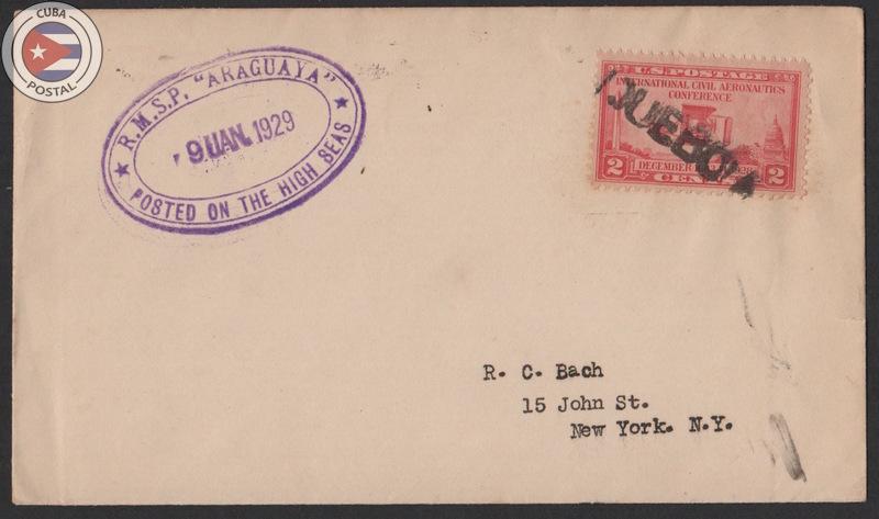 Cuba 1929 Paquebot Cover - R.M.S.P. Araguaya (Posted on the High Seas) | CU9983