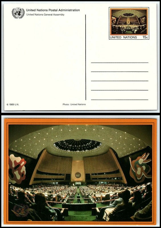 1989 UNITED NATIONS Postal Card - New York, General Assembly, Unused T10 