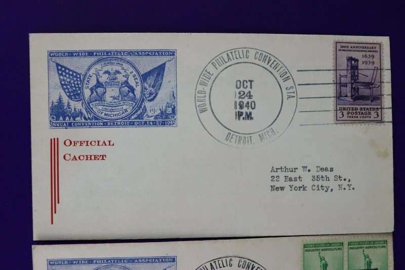 WW Philatelic Conv Sta Official Cover Detroit MI 1940 Exposition show Cachet