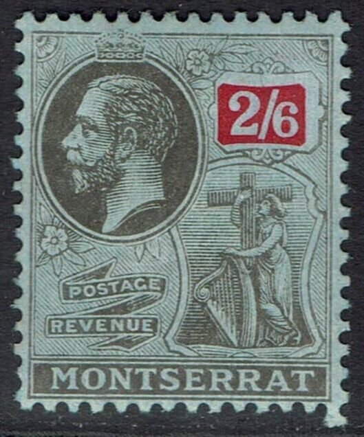 MONTSERRAT 1916 KGV BADGE 2/6 WMK MULTI CROWN CA