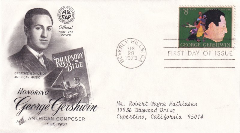 1973, Honoring George Gershwin, Art Craft, FDC (E12710)