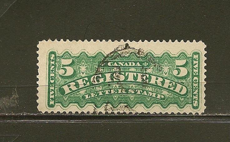 Canada F2 Registered 5 Cent Green Used