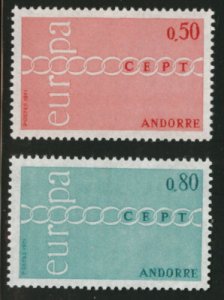 Andorra (French) Scott 205-6 CEPT Europa 1971 MNH** Hi CV $28