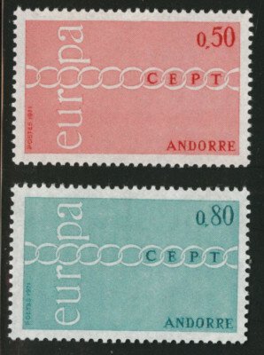 Andorra (French) Scott 205-6 CEPT Europa 1971 MNH** Hi CV $28