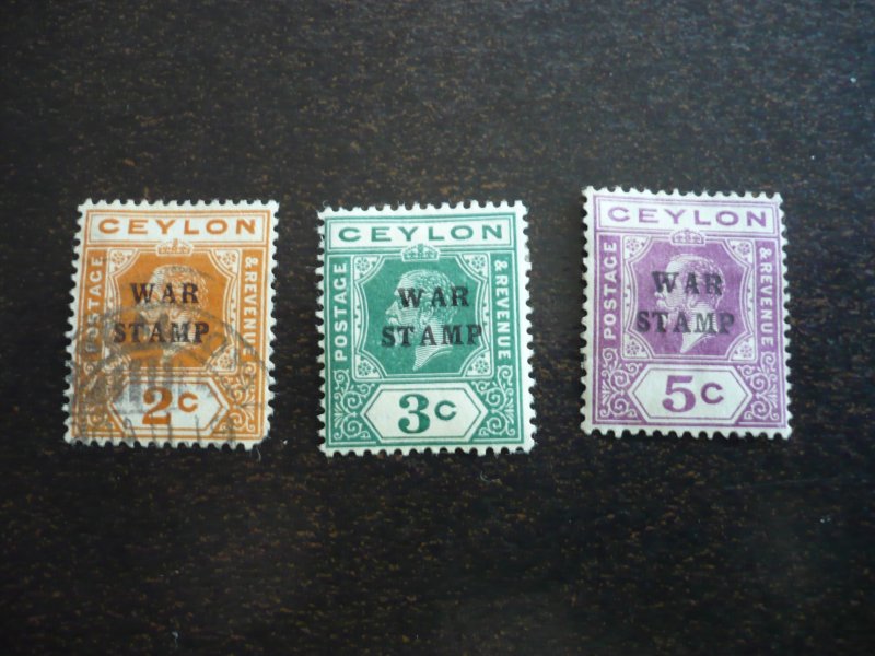 Stamps - Ceylon - Scott# MR1-MR3 - Mint Hinged & Used Set of 3 Stamps