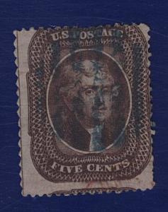 30a Used Fine Blue Cancel Short Perfs Cat$330