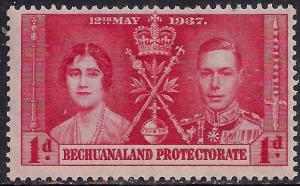 Bechuanaland 1937 KGV1 1d Scarlet Coronation Umm SG 115 ( K923 ) 