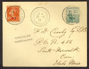FRANCE 1919 RED CROSS & WAR ORPHANS Semi Postals VERSAILLES PEACE CONGRESS Cover