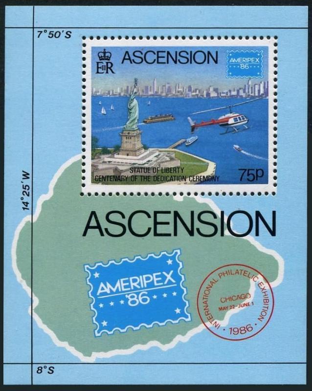 Ascension 394-397 398 Mnh.mi 403-406,Bl.16. AMERIPEX-1986.Ship Hubschrauber