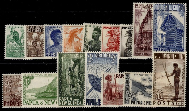 AUS - Papua New Guinea QEII SG1-15, 1952-58 complete set, LH MINT. Cat £90.