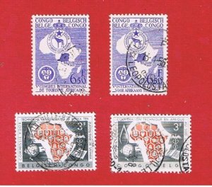 Belgian Congo  #298-299 #231-232   VF used  Map     Free S/H