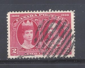 CANADA # 98 VF USED 2c CARMINE QUEBEC TERCENTENARY ANILINE INK BS27953