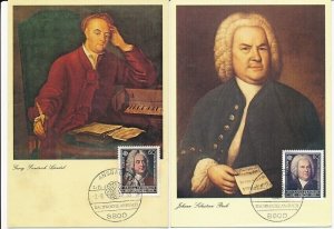 D88523 Europa CEPT 1985 Music Händel - Bach Complete Set of Maxicards Germany