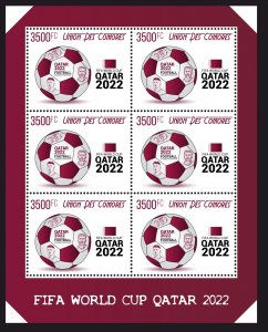 Stamps.  Soccer World Cup in Qatar 2022 Comores , 2022 year ,1 sheet perforated