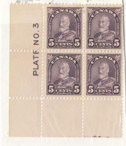 CANADA (MK1214) # 169  VF-MNH  5cts  KGV ARCH/LEAF /BLOCK OF 4/PL#3 CAT VAL $200