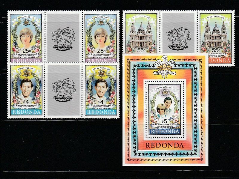 Redonda NSL Set MNH Royal Wedding (A)