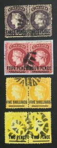 MOMEN: ST HELENA SG #12,14,20,28 CROWN CC PAIRS USED LOT #60457