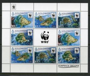 SOLOMON ISLANDS 2015  WWF HUMPACK GROUPER SHEET OF EIGHT  MINT NH