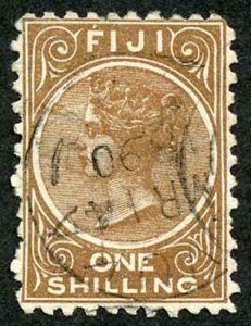 FIJI SG64a 1/- Deep Brown perf 10 fine used