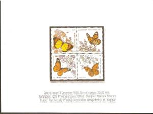 Bangladesh 1990 Butterflies Moth Papillon Sc 383a Pres.Pack