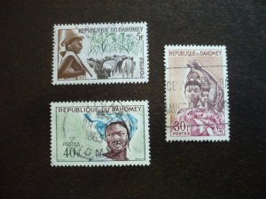 Stamps - Dahomey - Scott# 162,166-167 - Used Part Set of 3 Stamps