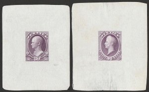 UNITED STATES 1873 Dept of Justice set LARGE DIE PROOFS on India paper. Rare.